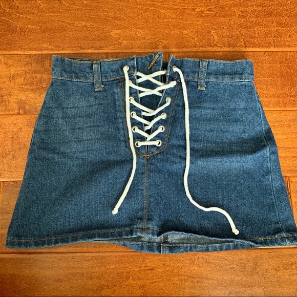 Forever 21 Dresses & Skirts - Forever 21 Blue Tie Up Denim Skirt